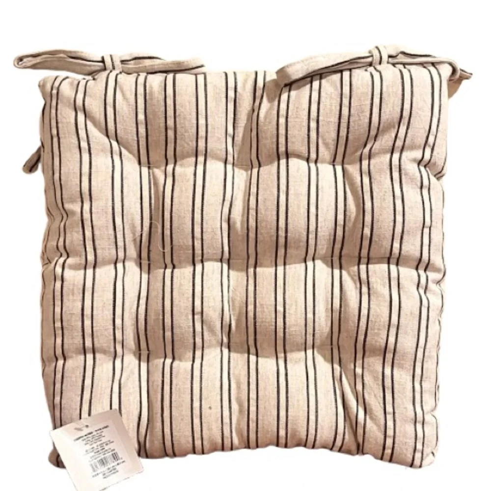 🆕- Threshold Set/4 Cotton Striped Black/Natural Indoor Seat Cushion, Square - Picture 3 of 10